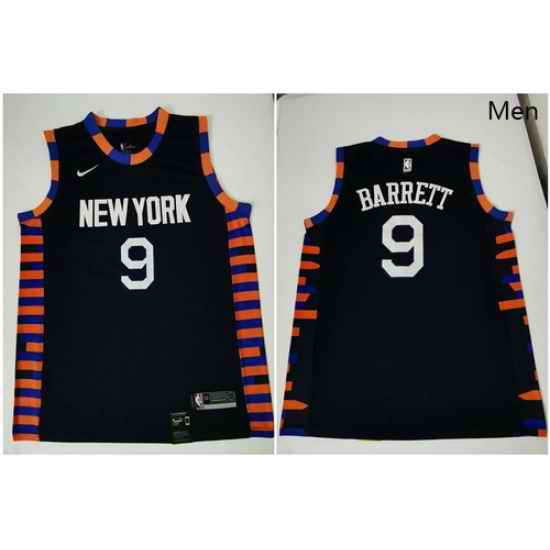 Knicks 9 R J  Barrett Navy City Edition Nike Swingman Jersey